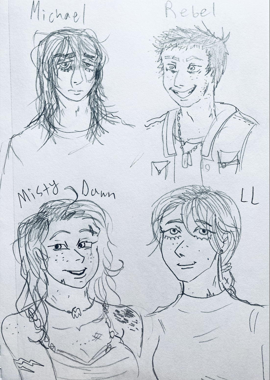 Fan art of Michael Morrow, Ray 'Rebel' Morrow, Misty Dawn Morrow, and Lauralynn Morrow.