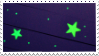 green stars. Purple sky.